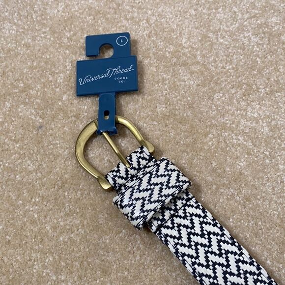 Women’s Patterned Belt Black Diagonal Size L NWT - Picture 2 of 5